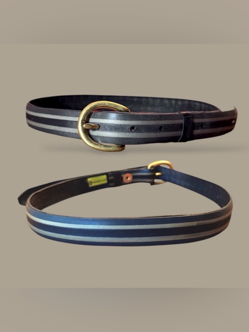 Early 2000s Totally Tubular Recycled Rubber Belt Brass Buckle Unisex 34”